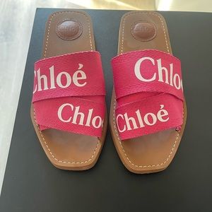 Chloe woody logo canvas sandals